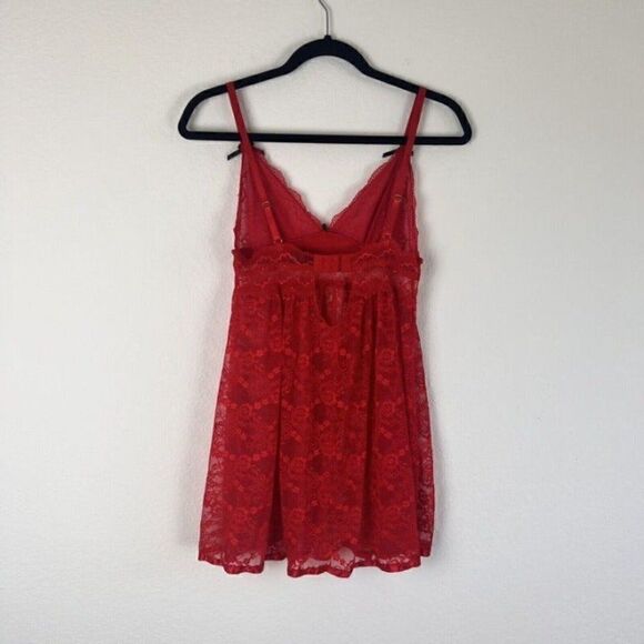Carrie Amber Women's Intimates Red Laced Cami Slip Sweetheart Dress Size Medium - Picture 2 of 10